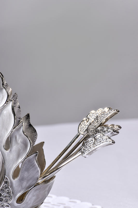 Swan Dessert Spoon & Fork holder- set of 6