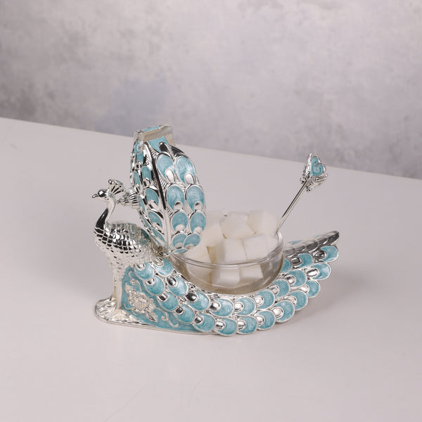 Enamel Peacock Sugar Pot