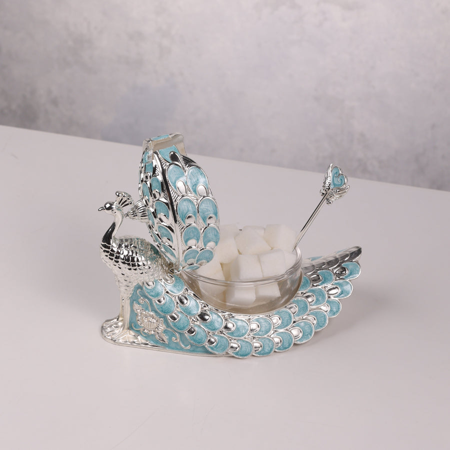 Enamel Peacock Sugar Pot