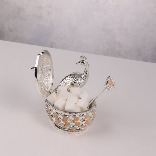 Peacock Sugar Pot with Spoon