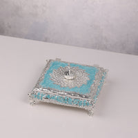 Square Enamel Peacock Box