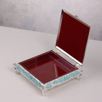 Square Enamel Peacock Box