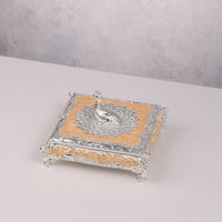 Square Enamel Peacock Box
