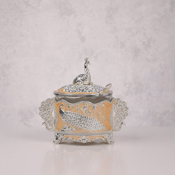 Royal Enamel Sugar Pot (Peacock)