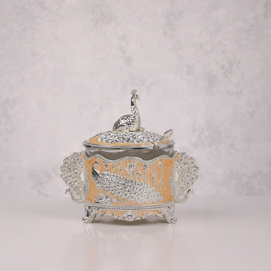 Royal Enamel Sugar Pot (Peacock)
