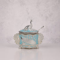 Royal Enamel Sugar Pot (Peacock)