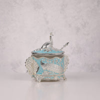 Royal Enamel Sugar Pot (Peacock)