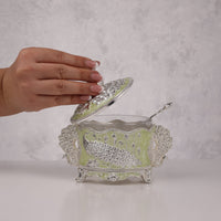 Royal Enamel Sugar Pot (Peacock)