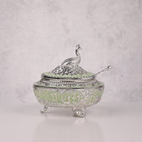 Peacock Enamel Sugar Pot