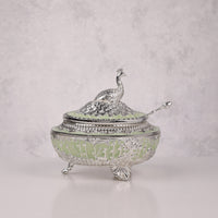 Peacock Enamel Sugar Pot