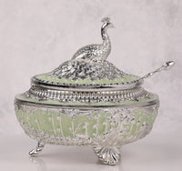 Peacock Enamel Sugar Pot