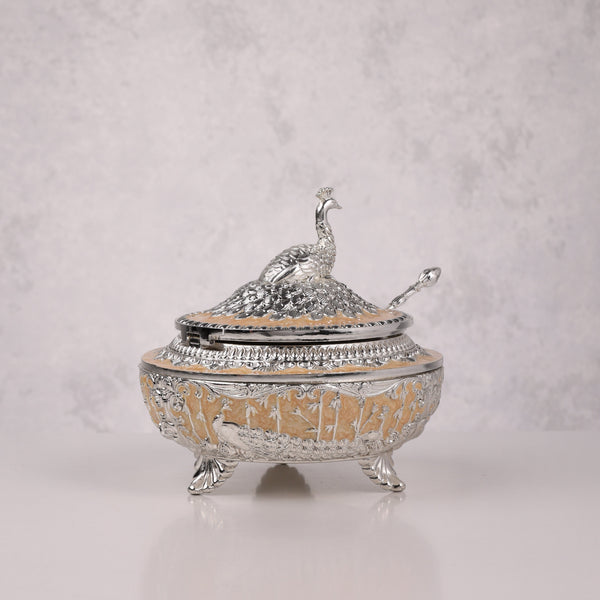 Peacock Enamel Sugar Pot