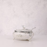 Enamel Heart-Shaped Sugar Pot with Crystal Knob