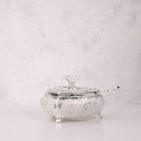 Enamel Heart-Shaped Sugar Pot with Crystal Knob