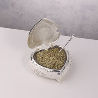 Enamel Heart-Shaped Sugar Pot with Crystal Knob
