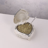 Enamel Heart-Shaped Sugar Pot with Crystal Knob