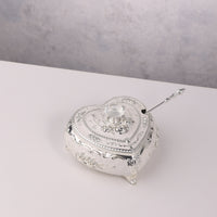 Enamel Heart-Shaped Sugar Pot with Crystal Knob