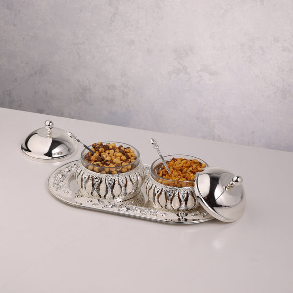 Twin Condiment Bowls with Lid
