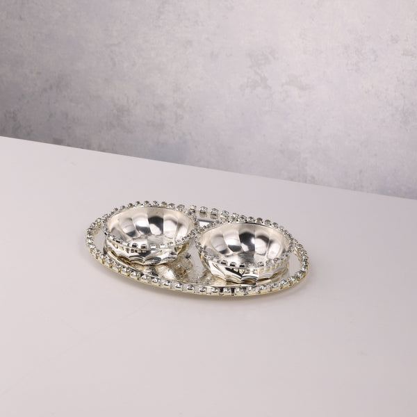 Silver-Plated Crystal Dry Fruit Serving Set