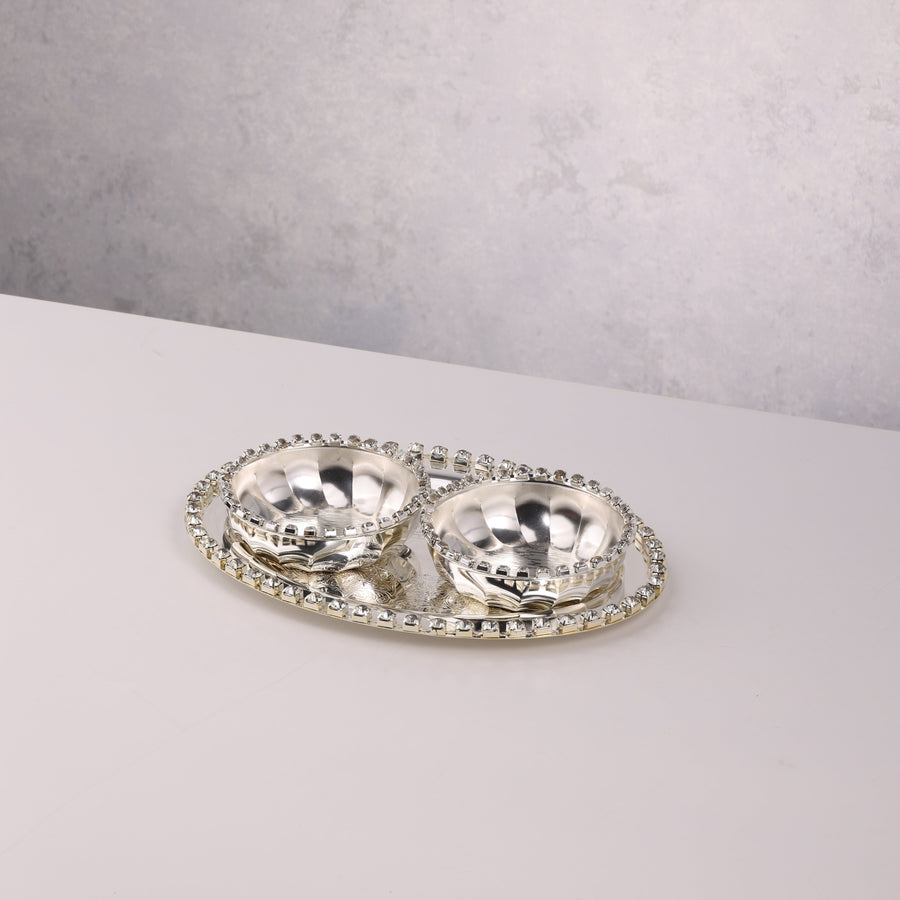 Silver-Plated Crystal Dry Fruit Serving Set