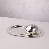 2 Silver Bowls with lid & Tray