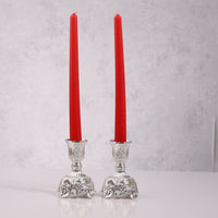Silver-Plated Enamel Candle Stand Set