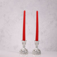 Silver-Plated Enamel Candle Stand Set