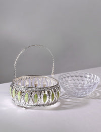 Enamel Glass Basket with Handle