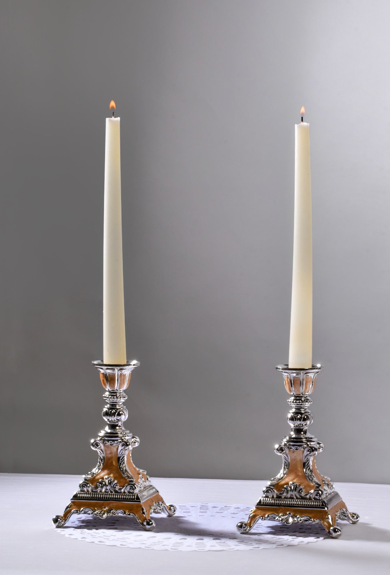 Enamel Candle Stand - Pair of Two