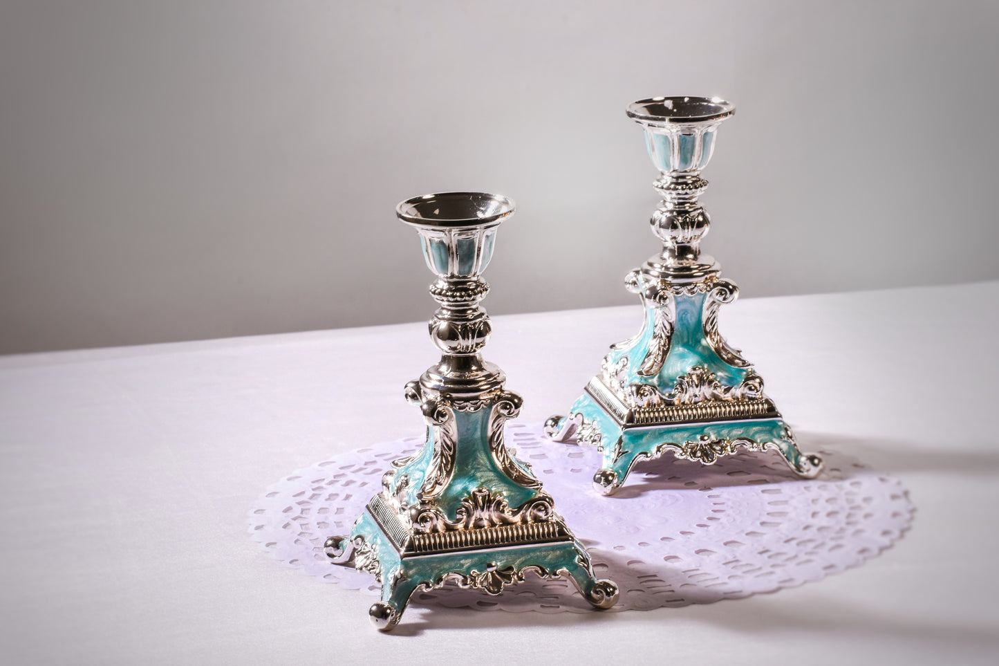 Enamel Candle Stand - Pair of Two