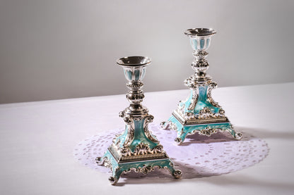 Enamel Candle Stand - Pair of Two