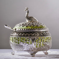 Peacock Sugar Pot with Spoon