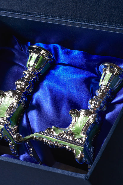 Enamel Candle Stand - Pair of Two