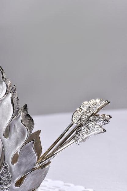 Swan Dessert Spoon & Fork holder- set of 6