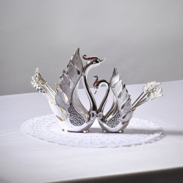 Silver-Plated Swan Dessert Cutlery Set
