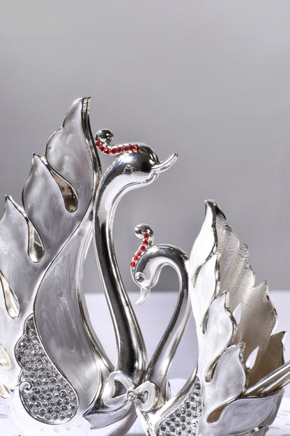 Swan Dessert Spoon & Fork holder- set of 6