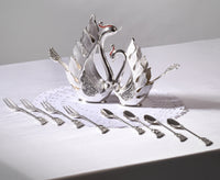 Silver-Plated Swan Dessert Cutlery Set