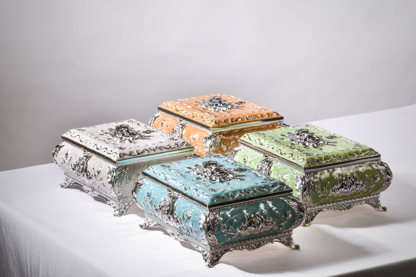 Enamel Rose Jewellery Box