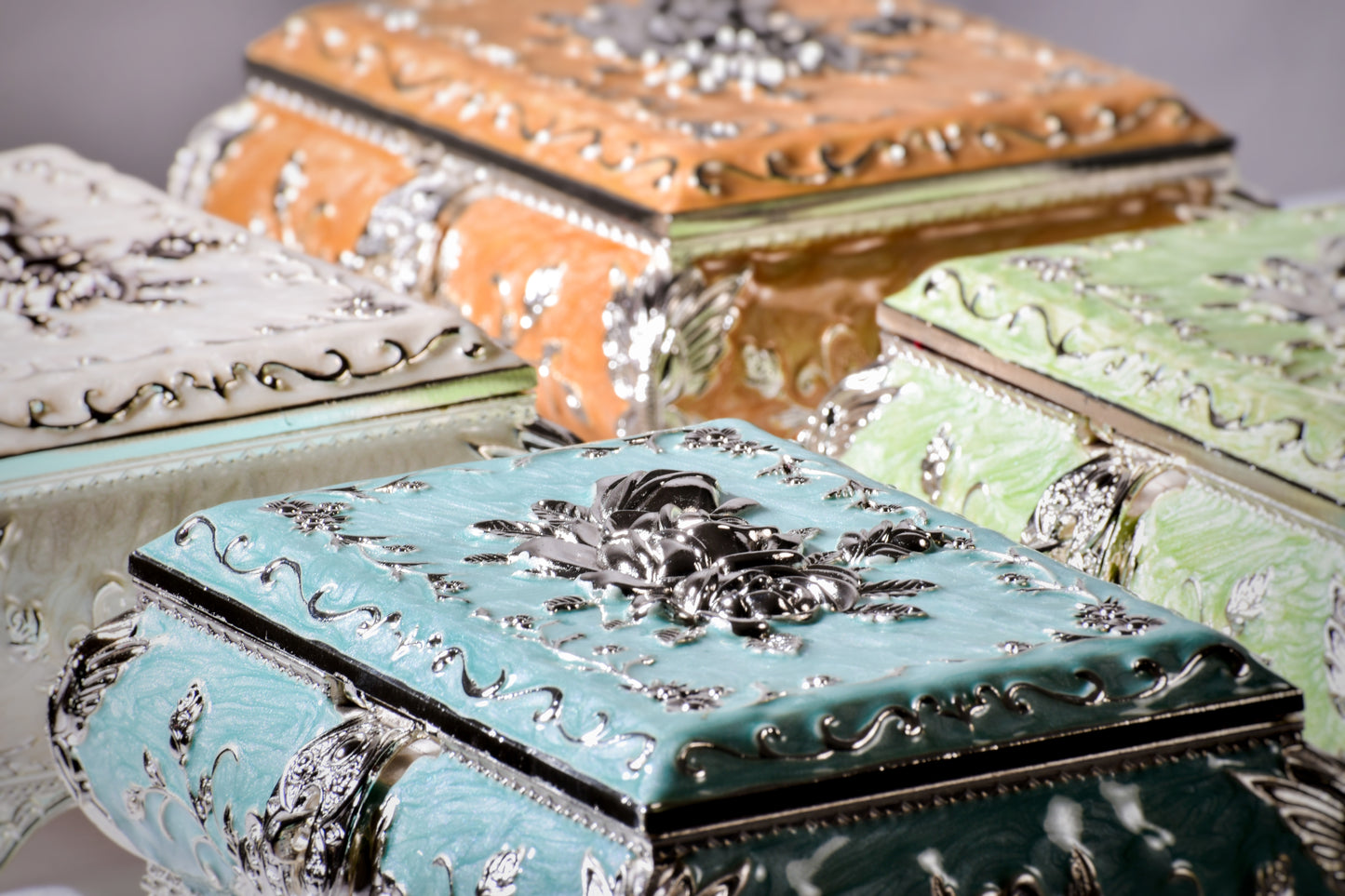 Enamel Rose Jewellery Box