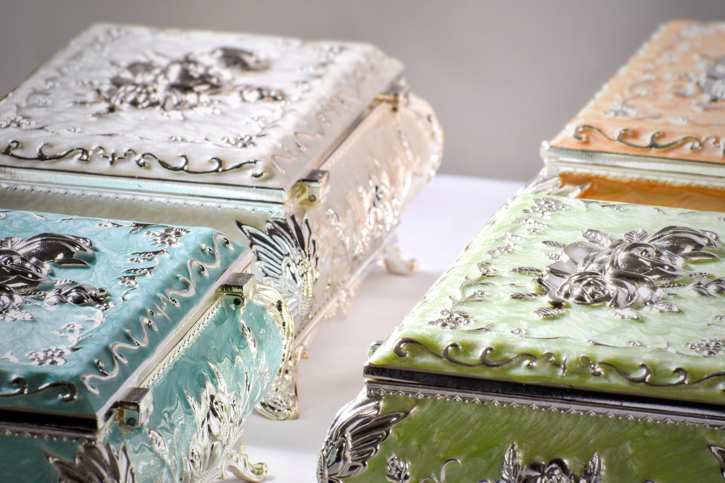 Enamel Rose Jewellery Box