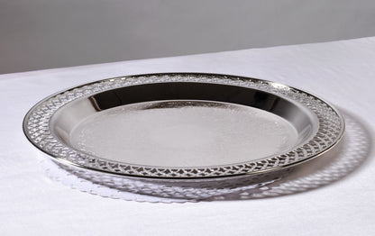 Salver / Serving Tray with elegant lattice / cut work