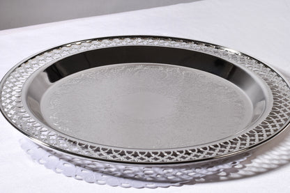 Salver / Serving Tray with elegant lattice / cut work
