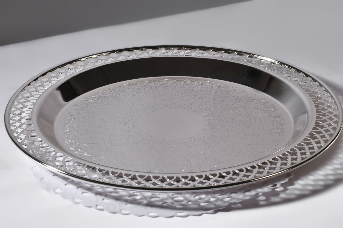 Salver / Serving Tray with elegant lattice / cut work