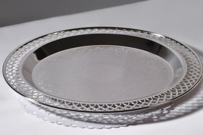 Salver / Serving Tray with elegant lattice / cut work