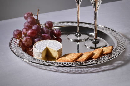 Salver / Serving Tray with elegant lattice / cut work