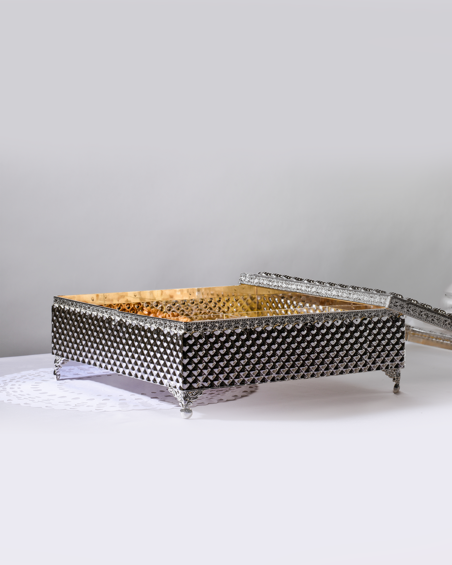 Dry Fruit/Sweets Box with 4 Partitions & Lid