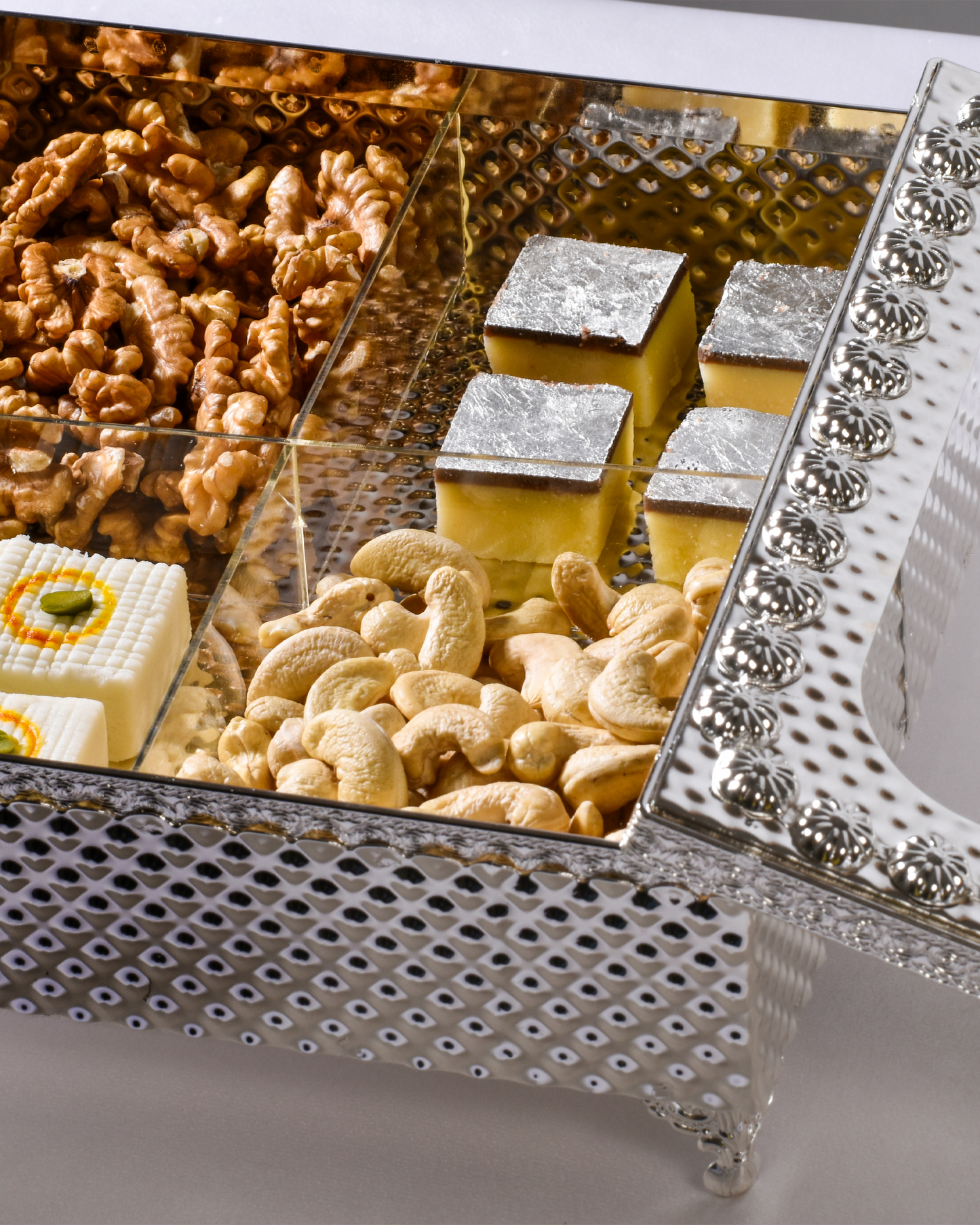 Dry Fruit/Sweets Box with 4 Partitions & Lid